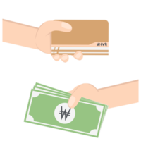 hand, die banksparbuch und geldsammlung hält png