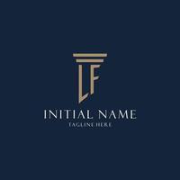 LF initial monogram logo for law office, lawyer, advocate with pillar style vector
