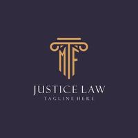 MF monogram initials design for law firm, lawyer, law office with pillar style vector