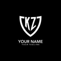 KZ monogram initial logo with clean modern shield icon design vector