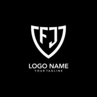 FJ monogram initial logo with clean modern shield icon design vector