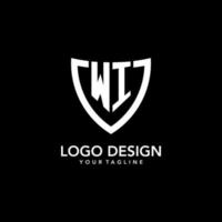 WI monogram initial logo with clean modern shield icon design vector