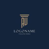 AU initial monogram logo for law office, lawyer, advocate with pillar style vector