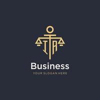 IR initial monogram logo with scale and pillar style design vector