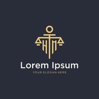 HM initial monogram logo with scale and pillar style design vector