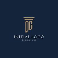 OG initial monogram logo for law office, lawyer, advocate with pillar style vector