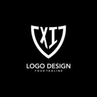 XI monogram initial logo with clean modern shield icon design vector