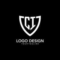 CI monogram initial logo with clean modern shield icon design vector