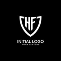 HF monogram initial logo with clean modern shield icon design vector