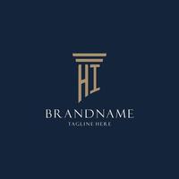 HI initial monogram logo for law office, lawyer, advocate with pillar style vector