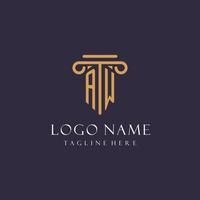 AW monogram initials design for law firm, lawyer, law office with pillar style vector