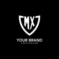 MX monogram initial logo with clean modern shield icon design vector