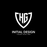 HG monogram initial logo with clean modern shield icon design vector