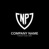 NP monogram initial logo with clean modern shield icon design vector