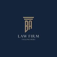 BA initial monogram logo for law office, lawyer, advocate with pillar style vector