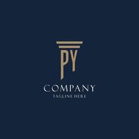 PY initial monogram logo for law office, lawyer, advocate with pillar style vector