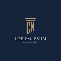 CM initial monogram logo for law office, lawyer, advocate with pillar style vector
