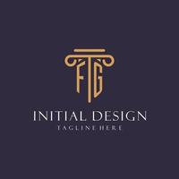 FG monogram initials design for law firm, lawyer, law office with pillar style vector