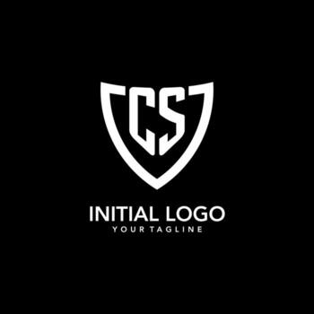 logotipo inicial del monograma cs con un diseño de icono de escudo limpio y moderno vector