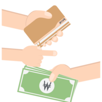 hand, die banksparbuch und geldsammlung hält png