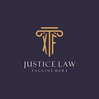 XF monogram initials design for law firm, lawyer, law office with pillar style vector