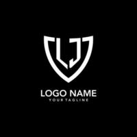 LJ monogram initial logo with clean modern shield icon design vector