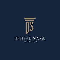 QS initial monogram logo for law office, lawyer, advocate with pillar style vector