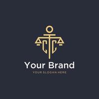 CC initial monogram logo with scale and pillar style design vector