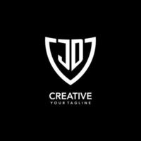 JD monogram initial logo with clean modern shield icon design vector