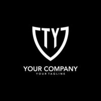 TY monogram initial logo with clean modern shield icon design vector