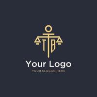 TB initial monogram logo with scale and pillar style design vector