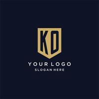 KO monogram initials logo design with shield icon vector