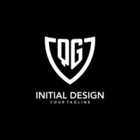 QG monogram initial logo with clean modern shield icon design vector