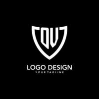 OV monogram initial logo with clean modern shield icon design vector