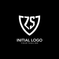 ZS monogram initial logo with clean modern shield icon design vector