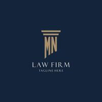 MN initial monogram logo for law office, lawyer, advocate with pillar style vector