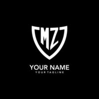 MZ monogram initial logo with clean modern shield icon design vector