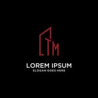 TM initial monogram with building logo design vector
