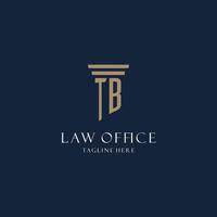 TB initial monogram logo for law office, lawyer, advocate with pillar style vector