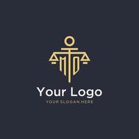 MO initial monogram logo with scale and pillar style design vector
