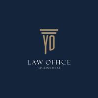 YO initial monogram logo for law office, lawyer, advocate with pillar style vector