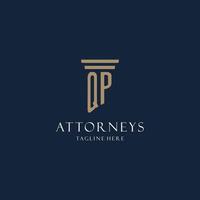logotipo de monograma inicial de qp para bufete de abogados, abogado, defensor con estilo pilar vector