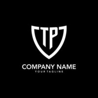 TP monogram initial logo with clean modern shield icon design vector