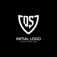 QS monogram initial logo with clean modern shield icon design vector