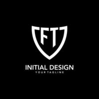 FT monogram initial logo with clean modern shield icon design vector