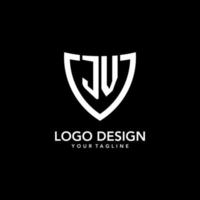 JV monogram initial logo with clean modern shield icon design vector