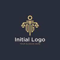 DG initial monogram logo with scale and pillar style design vector