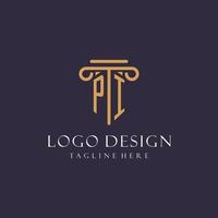 PI monogram initials design for law firm, lawyer, law office with pillar style vector