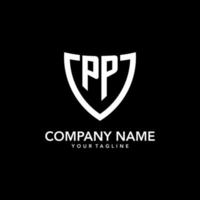 PP monogram initial logo with clean modern shield icon design vector