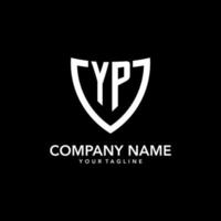 YP monogram initial logo with clean modern shield icon design vector